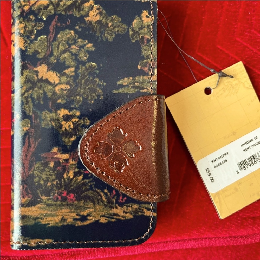 iPhone 13 Mini Case. Patricia Nash—Kent Countryside design—leather